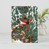 雪の中のキジ、松の木、バラ、日本のフローラ 招待状 (スタンド正面)