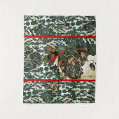 雪の中のキジ、松の木、バラ、日本の花 タペストリー (正面)