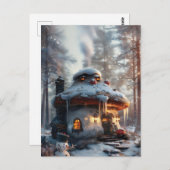 雪の中のキノコの家 ポストカード (正面/裏面)