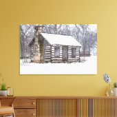 雪の中のキャビン キャンバスプリント (インサイチュ (リビング))