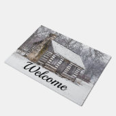 雪の中のキャビン ドアマット (アングル)