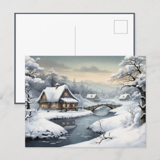 雪の中のキャビン ポストカード