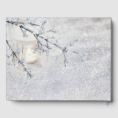 雪の中のキャンドルライトラきらめくンタ結婚 ゲストブック (裏面)