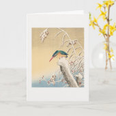 雪の中のキングフィッシャー カード (黄色い花)