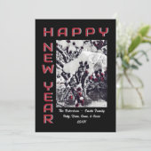 雪の中のクラッパーハッピーニューイヤーのホリデーカード シーズンカード (スタンド正面)