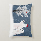 雪の中のクリスマスのホッキョクグマ アクセントクッション (正面(垂直))