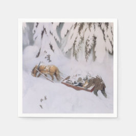 雪の中のクリスマスの旅 (キッテセン作) スタンダードカクテルナプキン