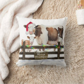 雪の中のクリスマスの牛と子牛 クッション (ブランケット)