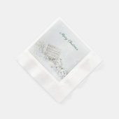 雪の中のクリスマスの音楽とオーナメント 縁ありカクテルナプキン (角)