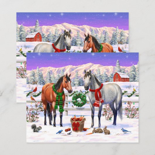 雪の中のクリスマスの馬 (正面/裏面)