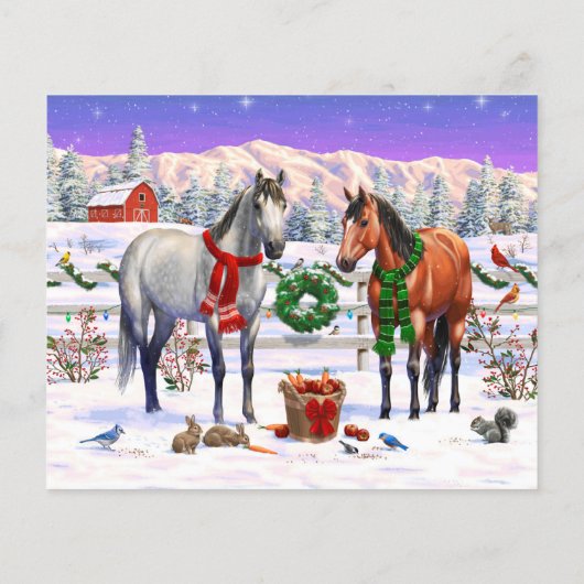 雪の中のクリスマスの馬 (裏面)