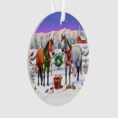 雪の中のクリスマスの馬 オーナメント (正面)