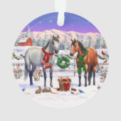 雪の中のクリスマスの馬 オーナメント (裏面)