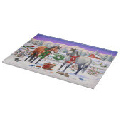 雪の中のクリスマスの馬 カッティングボード (角)