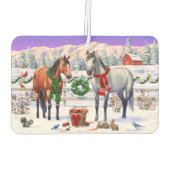 雪の中のクリスマスの馬 カーエアーフレッシュナー (裏面)