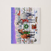 雪の中のクリスマスの馬 ジグソーパズル (縦)