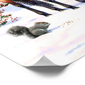 雪の中のクリスマスの馬 ポスター (角)