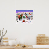 雪の中のクリスマスの馬 ポスター (キッチン)