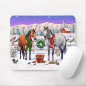 雪の中のクリスマスの馬 マウスパッド (マウス)