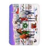 雪の中のクリスマスの馬 マグネット (縦)