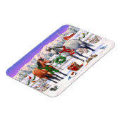 雪の中のクリスマスの馬 マグネット (左側)
