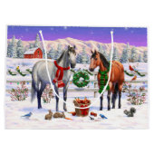 雪の中のクリスマスの馬 ラージペーパーバッグ (裏面)