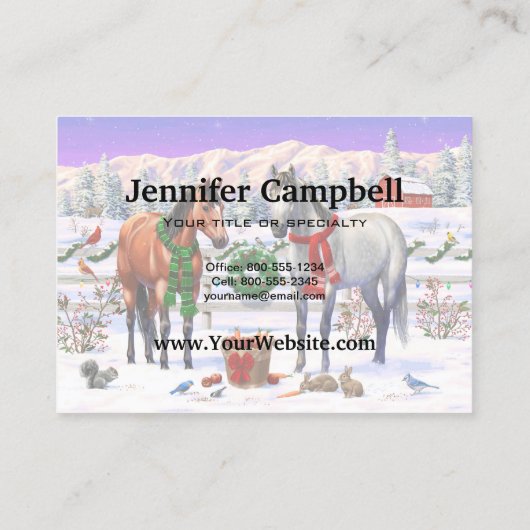 雪の中のクリスマスの馬 名刺 (裏面)