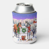 雪の中のクリスマスの馬 缶クーラー (缶裏面)