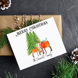 雪の中のクリスマスの鹿 シーズンポストカード