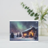 雪の中のクリスマスコテージ ポストカード (スタンド正面)