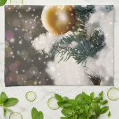 雪の中のクリスマスサンタ キッチンタオル (折り畳み)