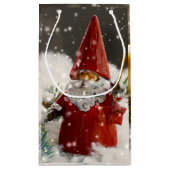 雪の中のクリスマスサンタ スモールペーパーバッグ (裏面)