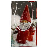 雪の中のクリスマスサンタ スモールペーパーバッグ (正面)