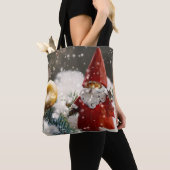 雪の中のクリスマスサンタ トートバッグ (クローズアップ)