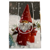 雪の中のクリスマスサンタ ミディアムペーパーバッグ (裏面)