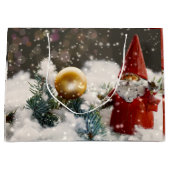 雪の中のクリスマスサンタ ラージペーパーバッグ (正面)