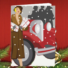 雪の中のクリスマスショッピング シーズンカード