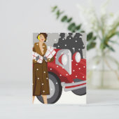 雪の中のクリスマスショッピング ポストカード (スタンド正面)