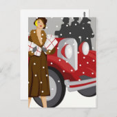 雪の中のクリスマスショッピング ポストカード (正面/裏面)