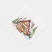 雪の中のクリスマスジンジャーブレッドハウス スタンダードランチョンナプキン (角)