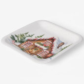 雪の中のクリスマスジンジャーブレッドハウス ペーパープレート (傾斜あり)