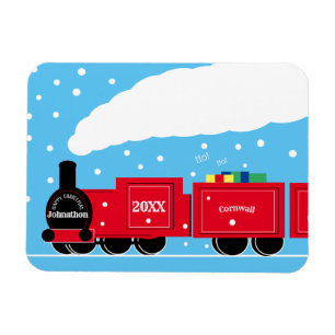 雪の中のクリスマススチームトレイン マグネット
