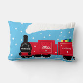 雪の中のクリスマススチームトレイン ランバークッション (裏面)
