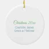 雪の中のクリスマスツリーかわいいウサギの二人 セラミックオーナメント (裏面)