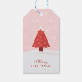 雪の中のクリスマスツリー ギフトタグ