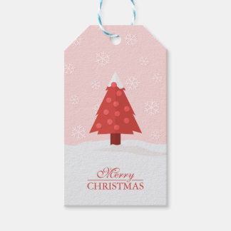 雪の中のクリスマスツリー ギフトタグ
