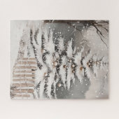 雪の中のクリスマスツリー ジグソーパズル (横)
