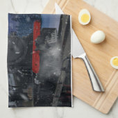 雪の中のクリスマストレイン キッチンタオル (四つ折り)