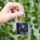 雪の中のクリスマストレイン キーホルダー (手)