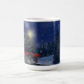 雪の中のクリスマストレイン コーヒーマグカップ (中央)